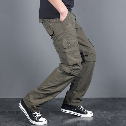 Mountaineering Pants Men's Outdoor Summer Thin Multi-pocket Cordwork Pants Men's Loose Charge Pants Men's Two-section Pants Removable Pants