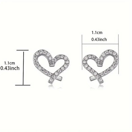 TEMU Explosions Diamond Heart-shaped Earrings Fashion Joker Hollow Zircon Earrings Love Earrings Factory Outlet