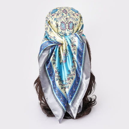 Spring and Autumn New Large Square Scarf Large Silk Scarf Decorative South Korea All-match Women's Scarf Headscarf Scarf Chic Style Hair Belt Art