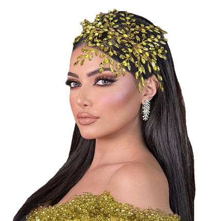 Youlapan Cross-Border Green Rhinestone Headband Hair Accessories Wedding Dress Accessories Bridal Updo Wedding Accessories Hp853