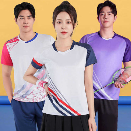 Badminton Clothing Top Men's Short-sleeved Quick-drying Women's Air Volleyball Competition Clothing Training Table Tennis Team Clothing Printing Summer