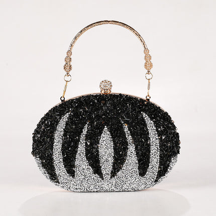 New Pumpkin Women's Bag Cross-border Explosion Diamond-encrusted Oval Bag European and American Fashion Evening Bag