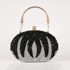 Pumpkin bag black stone silver portable O chain / 20X15X5cm