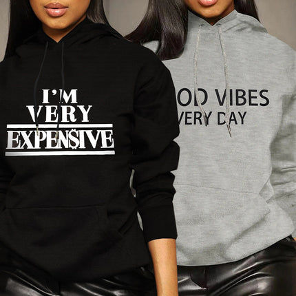 Tw493 Cross-Border Amazon Trendyy Hoodie Sweatshirt for Women European and American Autumn and Winter Loose Letter Printed Pullover Sweatshirt