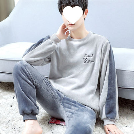 Carefully Selected Men's Winter Pajamas, Fleece-Lined and Thickeneded Suit, Flannel, Warm and Wearable, Cartoon Cute Men's Winter Home