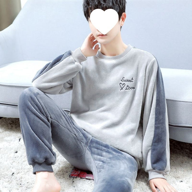 Carefully Selected Men's Winter Pajamas, Fleece-Lined and Thickeneded Suit, Flannel, Warm and Wearable, Cartoon Cute Men's Winter Home