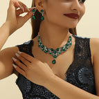 Green necklace + earrings