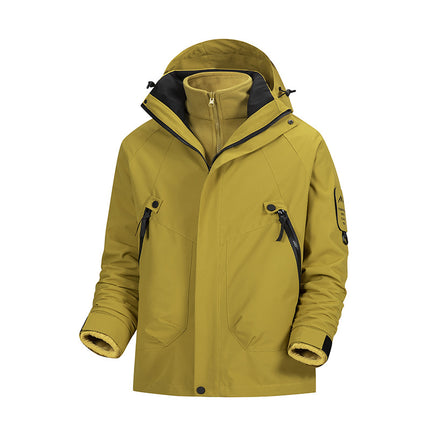 Autumn and Winter New Outdoor Couple Fashion Charge Clothes Men's Three-in-One Removable Inner Pad Warm Fleece fleece-lined Plus
