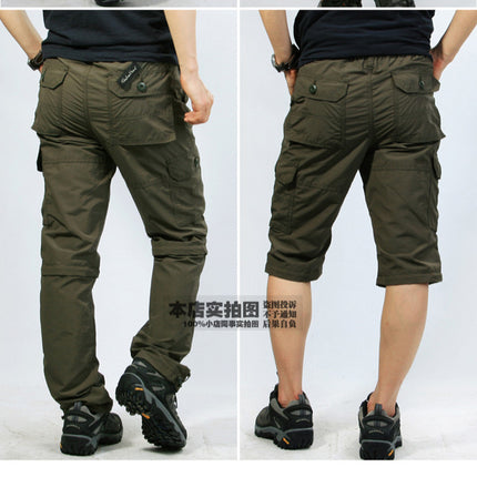 Summer Thin Detachable Two-section Pants Quick Dry Outdoor Cordwork Pants Trousers Men's Casual Pants Breathable Multi-pocket