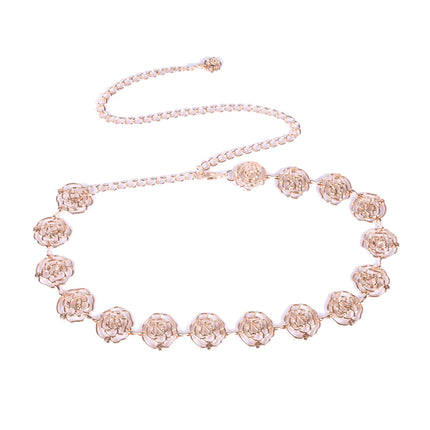 Summer waist chain ladies with dress decorative flower belt hollow rose chain waist decoration in stock wholesale