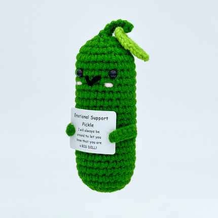 Cross-Border Finished Handmade Knitted Doll Cartoon Emotional Support Emoji Funny Cucumber Keychain Ornament Gift