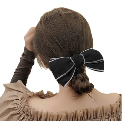 Bow hairpin new black fabric headdress spring clip French high-end head clip jewelry hair clip