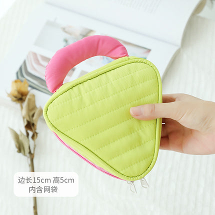 New Color-Blocked Makeup Bag, Large Capacity, High Aesthetic Toiletry Bag, Portable Travel Storage Bag, Versatile Macaron Color