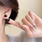 Shijia black pearls [pair of 925 silver needles]