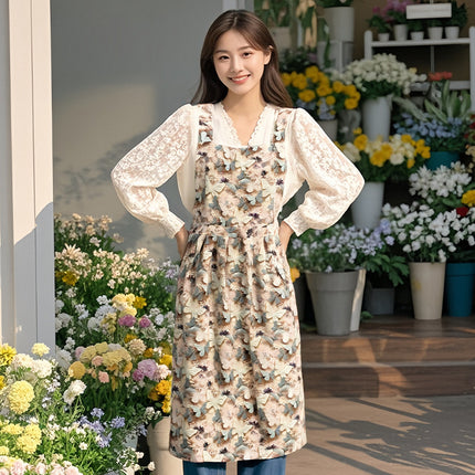 Floral Apron, High-Looking, Young Style, Anti-Fouling Suspenders, Flower Shop, Cafe, Cake Shop, Baking Work Clothes