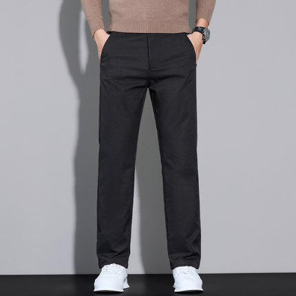 Korean Style Slim Straight-Leg Slightly Stretchy Casual Pants for Men, Light Business Casual Dress Pants That Make You Look Taller and Slimmer, Easy to Care for
