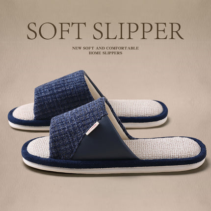 Linen Slippers for Men 2025 New Summer Indoor Home Soft-Soled Non-Slip Breathable Deodorant Cotton and Linen Slippers for Men