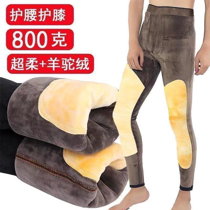 [Authentic] Men's Cashmere Thermal Pants Winter Thickeneded Velvet Cotton Pants Slim High Waist Large Size Knee Pads Wool Pants