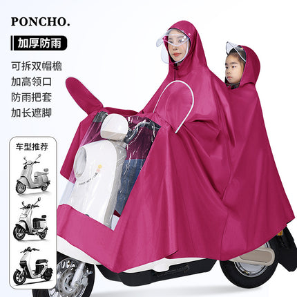 Raincoat for Electric Scooters, Motorcycle Riding, Single or Double Rider, Thickened and Extended, Unisex, Storm-Proof, for Electric Bikes