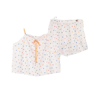 Cross-border exclusive for plus size ladies summer cool condole belt wave shorts two-piece home clothing wholesale