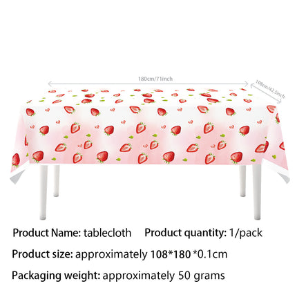 New Summer Sweet Strawberry Party Tableware Paper Plate Disposable Tissue Paper Cup Tablecloth Summer Red Fruit
