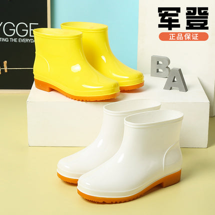 Men's Rain Shoes Men's Short Barrel Four Seasons Warm Rain Boots Cold-proof overshoes Non-slip Low-top Water Shoes Waterproof High-grade Rubber Shoes
