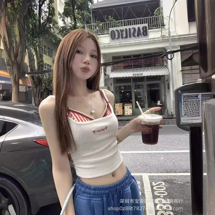 Hot Girl suit Women's Inner Swimsuit Summer Letter Print Slim-fit White Sling
