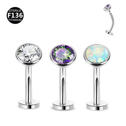 F136 titanium curved rod suspended two inner teeth Aobao colorful belly button nail 1.6mm thick 12-16mm long 1.2 teeth