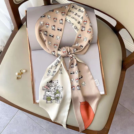 2025 New Long Scarf Korean Style Printed Temperament Scarf Summer Fashion Decorative Bangle Scarf Factory Wholesale