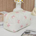 White background pink bow-(mira chain) pillow bag