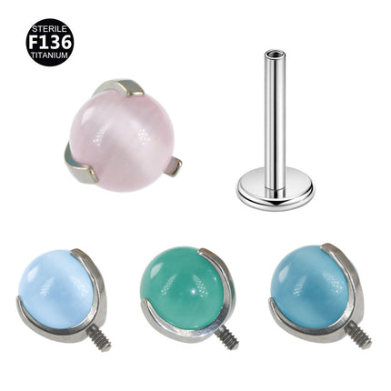 F-136 Titanium 1.0/1.2 Thick Natural Stone Lip Ring Earrings Lip Studs Ear Studs Tragus Body Piercing Jewelry Wholesale
