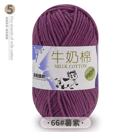 Five-Strand Milk Cotton Yarn Wholesale Medium-Thick Yarn Crochet Doll Shoes Scarf DIY Knitting Material Kit Crochet