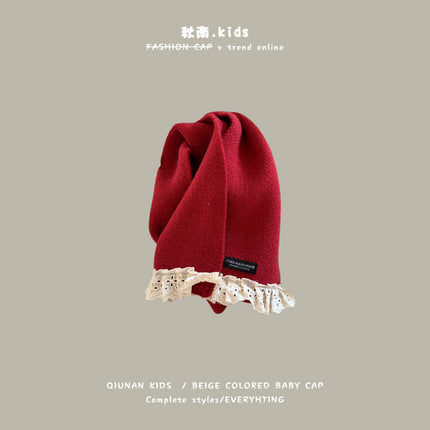 Qiunan Kidsren's Scarf Red New Year's Christmas Festive Warm Knitted Scarf Winter Windproof Neck Cover for Boys and Girls