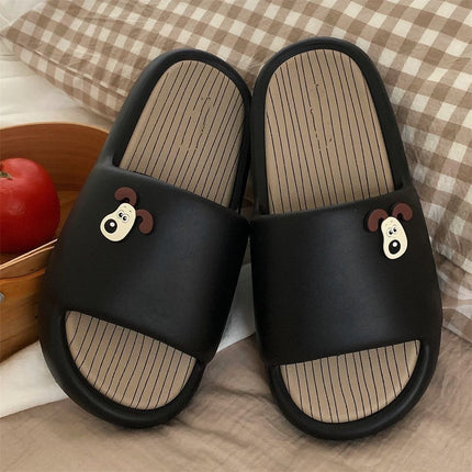 2025 New Style Slippers for Women Summer Outer Wear Cartoon Outer Wear Non-Slip Wear-Resistant Flat Bottom Heightening Home Couple Slippers for Women