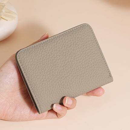 Cross-border Mini Cowhide Women's Wallet RFID Ultra-thin Short Genuine Leather Anti-magnetic Card Holder Women's Simple Sweet Small Wallet