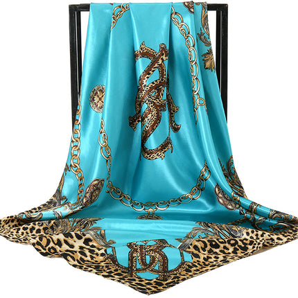 Mother's Day Gift Factory Direct Smooth Satin 90 Large Square Scarf Headscarf European and American Style Oil Painting Silk Scarf Women's Shawl Wai