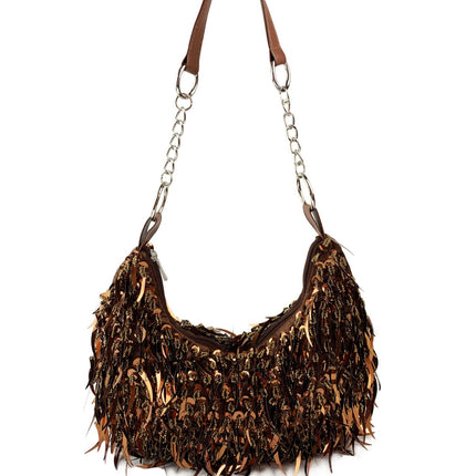 Cross-border Double-sided Bead Pointed Round Bead Bracelet Tassel Underarm Back Women's Bag Large Bag