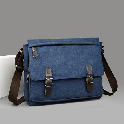 Korean Style Canvas Crossbody Bag Trendy Shoulder Bag Men's Large Capacity Student Computer Bag Camera Bag Large Factory Direct Sale