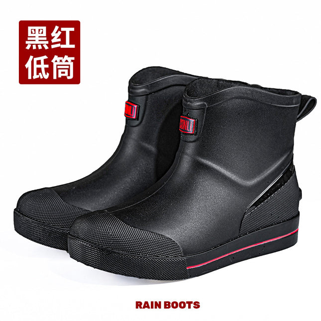 Fashion Short Rain Shoes Men's Low Work Shoes Low-top Non-slip Kitchen Shoes Wear-resistant Rubber Shoes Fishing Shoes Waterproof Shoes