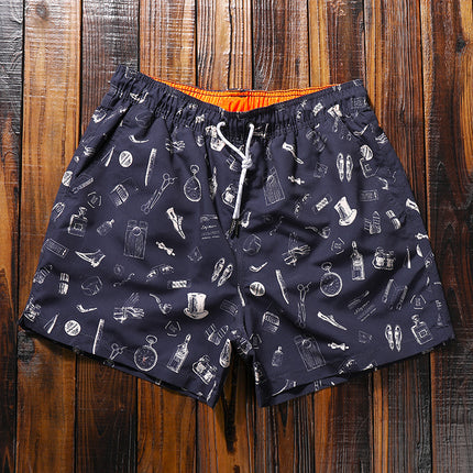 Gailang Men's Small Shark Quick-Drying Beach Pants Can Be Used in the Water for Casual Dopamine Surfing with Lining Three-Point Shorts