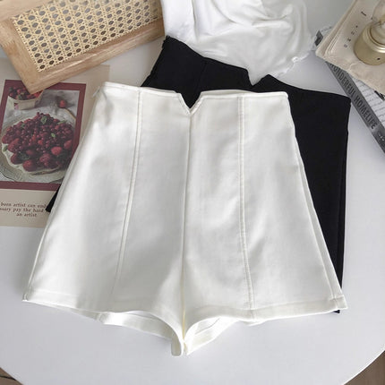 White Suit Shorts for Women, Summer Tight High-Waisted Slimming Leggings, Petite Anti-Exposure A-Line Outerwear Hot Pants