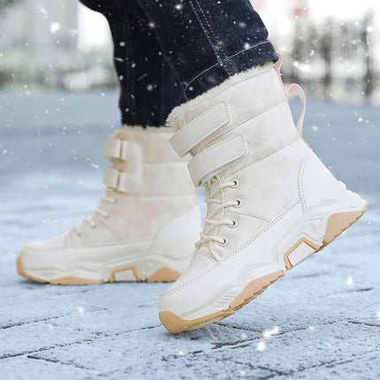 Girls' Snow Boots with Plush Lining, Thickened Cotton Shoes, High-Top Waterproof Large Cotton Shoes, Winter Children's Shoes for Cold Protection and Warmth, Factory Direct Sale