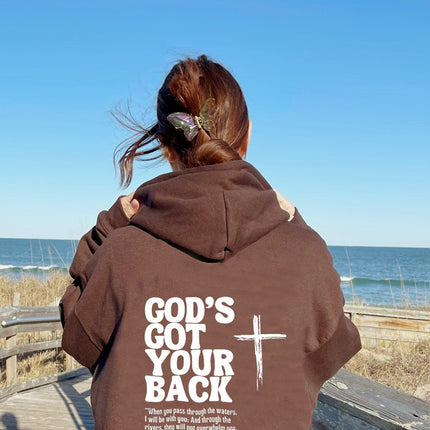 Foreign Trade Cross-Border Independent Station Women's Hooded Sweatshirt Hoodie with Letter Print on the Back Oversized Hoodie