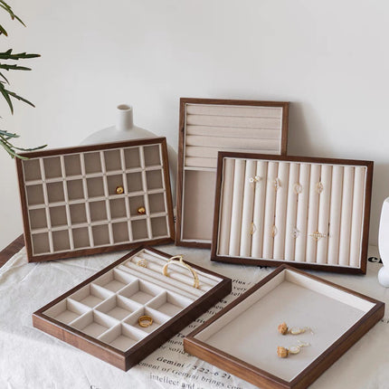 Walnut Jewelry Tray Counter Jewelry Storage Large Capacity Ring Tray Earring Tray Necklace Jewelry Box Jewelry