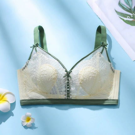 Lace Latex Cup Rabbit Ears Thin and Comfortable Big Breasts Showing Small Wire-free Bra Push-up Adjustable Women's Intimates 285