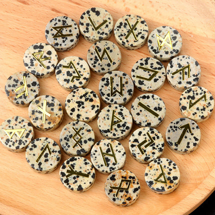 Natural Crystal Agate Rune Letters 25 Pieces Per Pack Disc Set Scandinavian Germanic Stone Jewelry