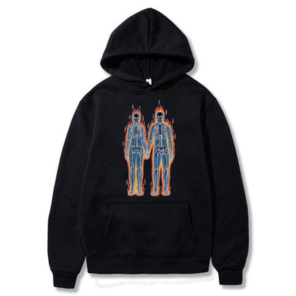 [Cross-border European Code] Skeleton Thermal Imaging Graphic Print Hoodie