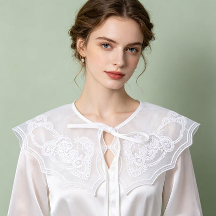 Spring and Summer New Transparent Organza Ruffled Embroidered Collar Small Outer Shawl Lace Decorative Collar