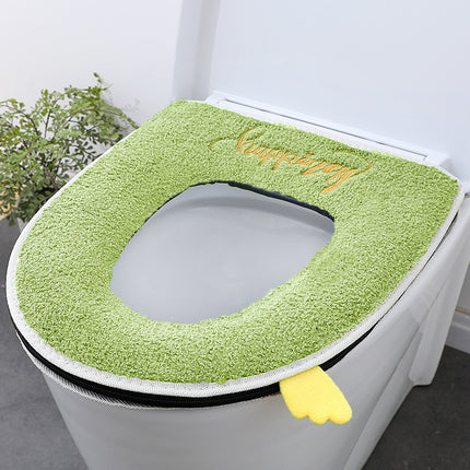 Household toilet cover portable zipper toilet seat cushion winter plush toilet seat cover waterproof thickened toilet mat