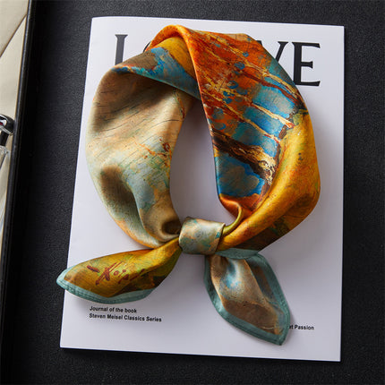 100% Silk Scarf Real Silk Premium Hangzhou Silk Small Square Scarf Spring and Autumn All-match Neck Protection Decorative Shirt Professional Scarf